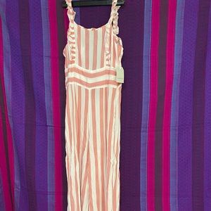 Romper - Medium - pink and white stripe - linen